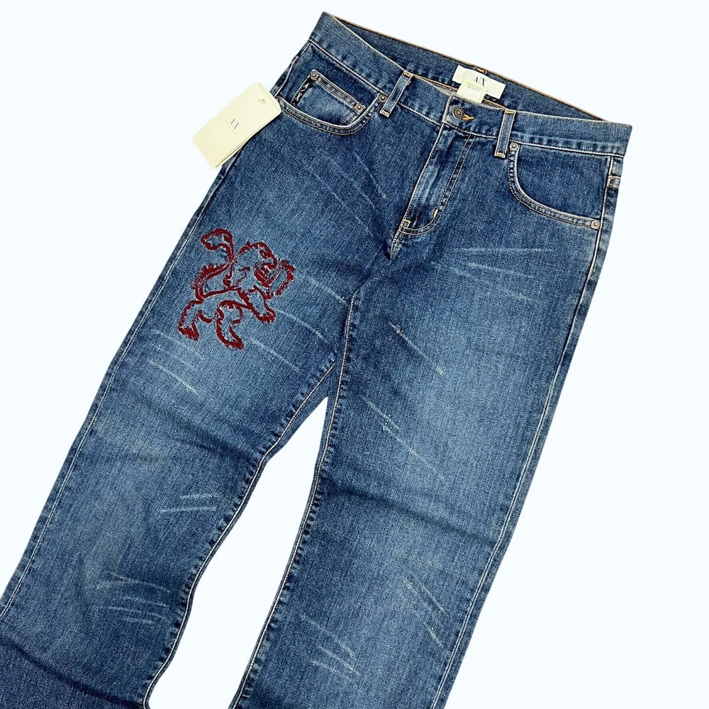 NEW Armani Exchange Easy Fit Jeans 29 x‎ 32 Indigo Lion Grunge Vintage Y2K USA